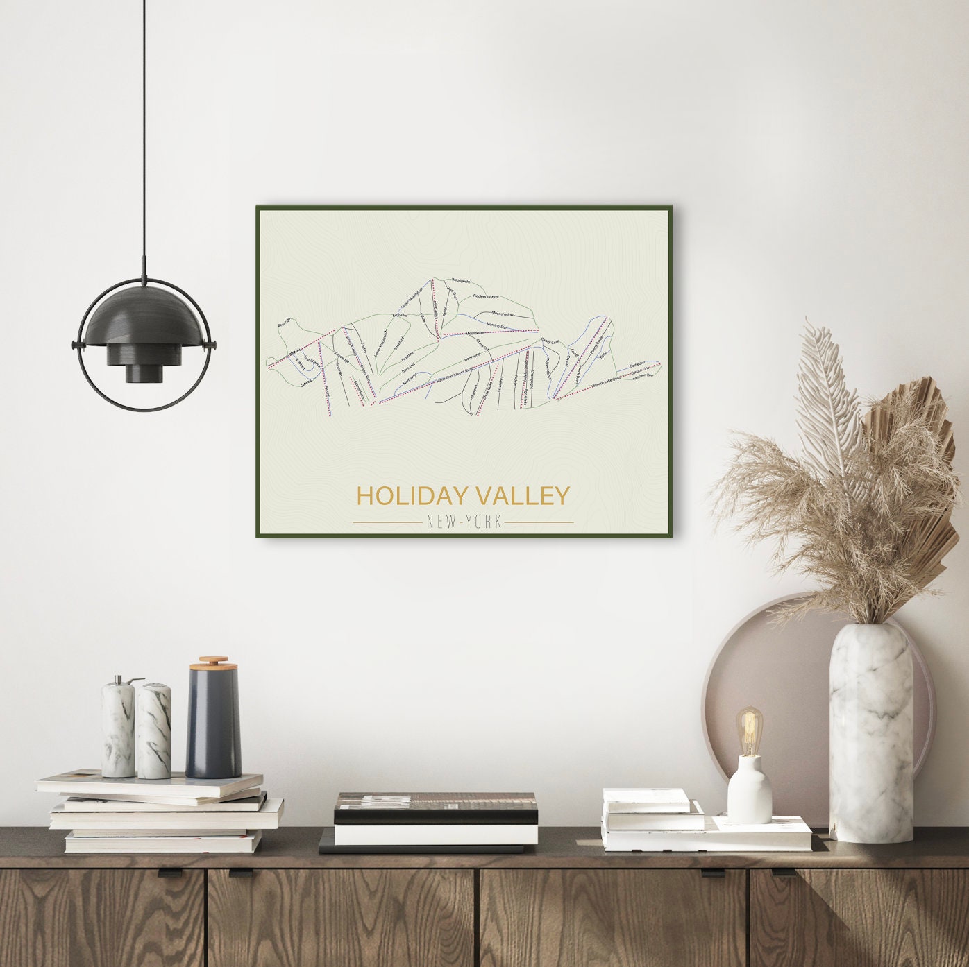 Holiday Valley New York Ski Trail Map Hanging Canvas of | Etsy
