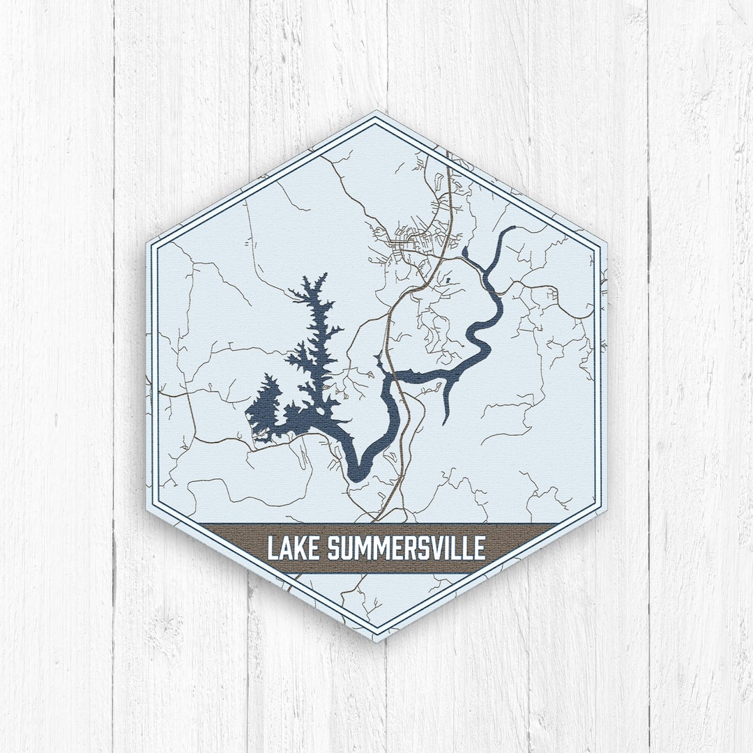 Lake Summersville West Virginia Hexagon Lake Canvas Print, Lake Summersville Hexagon, Nautical