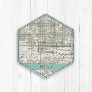 Impression carte des rues de la ville hexagonale de Phoenix, Arizona, carte des rues de Phoenix Arizona, toile Phoenix Arizona, impression des rues sur toile Phoenix Arizona