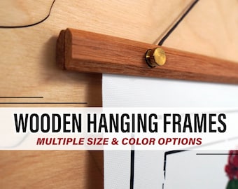 Fotolijstjes voor aan de muur | Messing schroef houten printhanger | Houten posterhanger