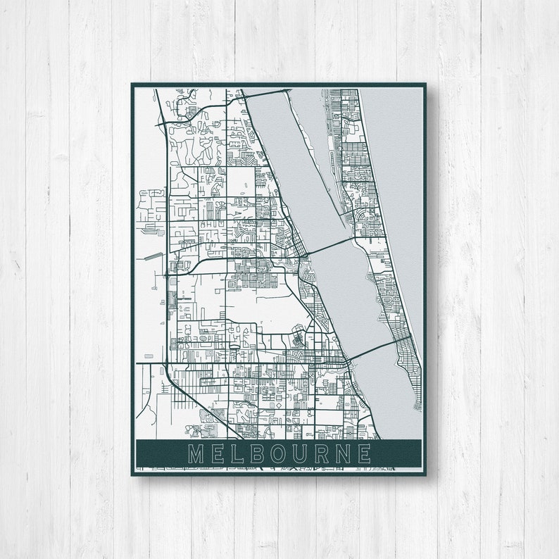 Melbourne Florida Street Map Print Hanging Canvas Map of - Etsy