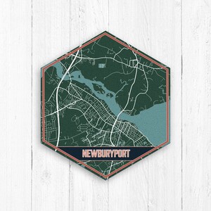 Newburyport Massachusetts Hexagon Street Map Print by Printed Marketplace