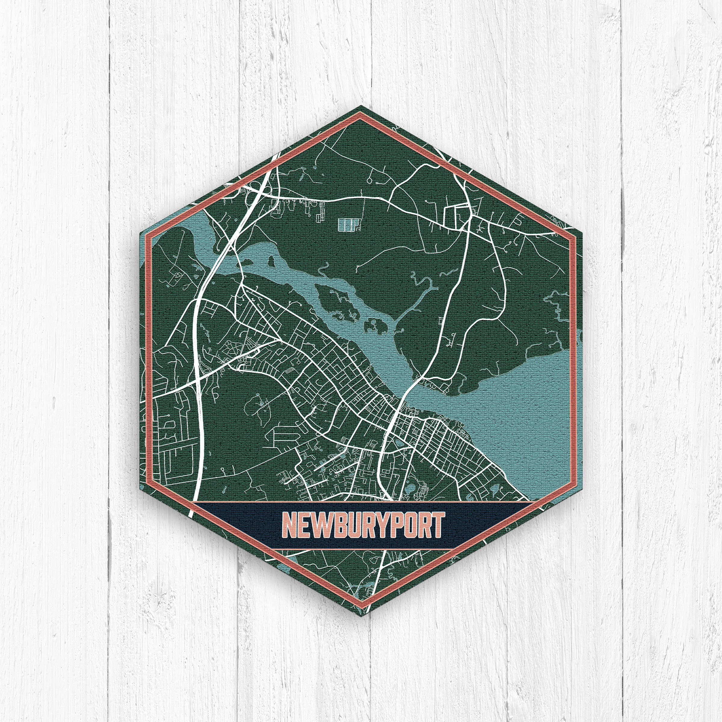 Newburyport Massachusetts Hexagon Street Map Print by Printed Etsy