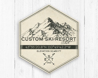 Insignia hexagonal personalizada de estación de esquí