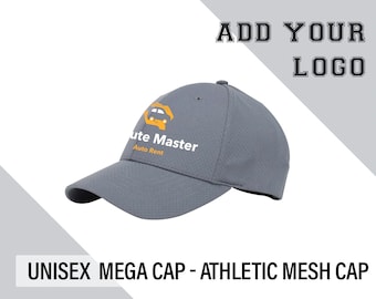 Customizable Printed Mega Cap Athletic Moisture Wicking Mesh Cap | Personalized Athletic Baseball Hat