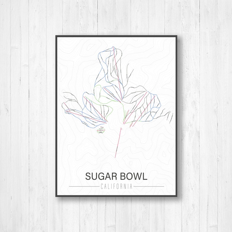 Sugar Bowl California Ski Trail Map Hanging Canvas of Sugar Etsy