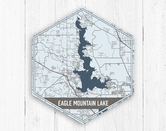 Eagle Mountain Lake Texas Hexagon Print, Eagle Mountain Lake Hexagon Canvas, Eagle Mountain Lake Nautical Map,Eagle Mountain Lake Lake Print