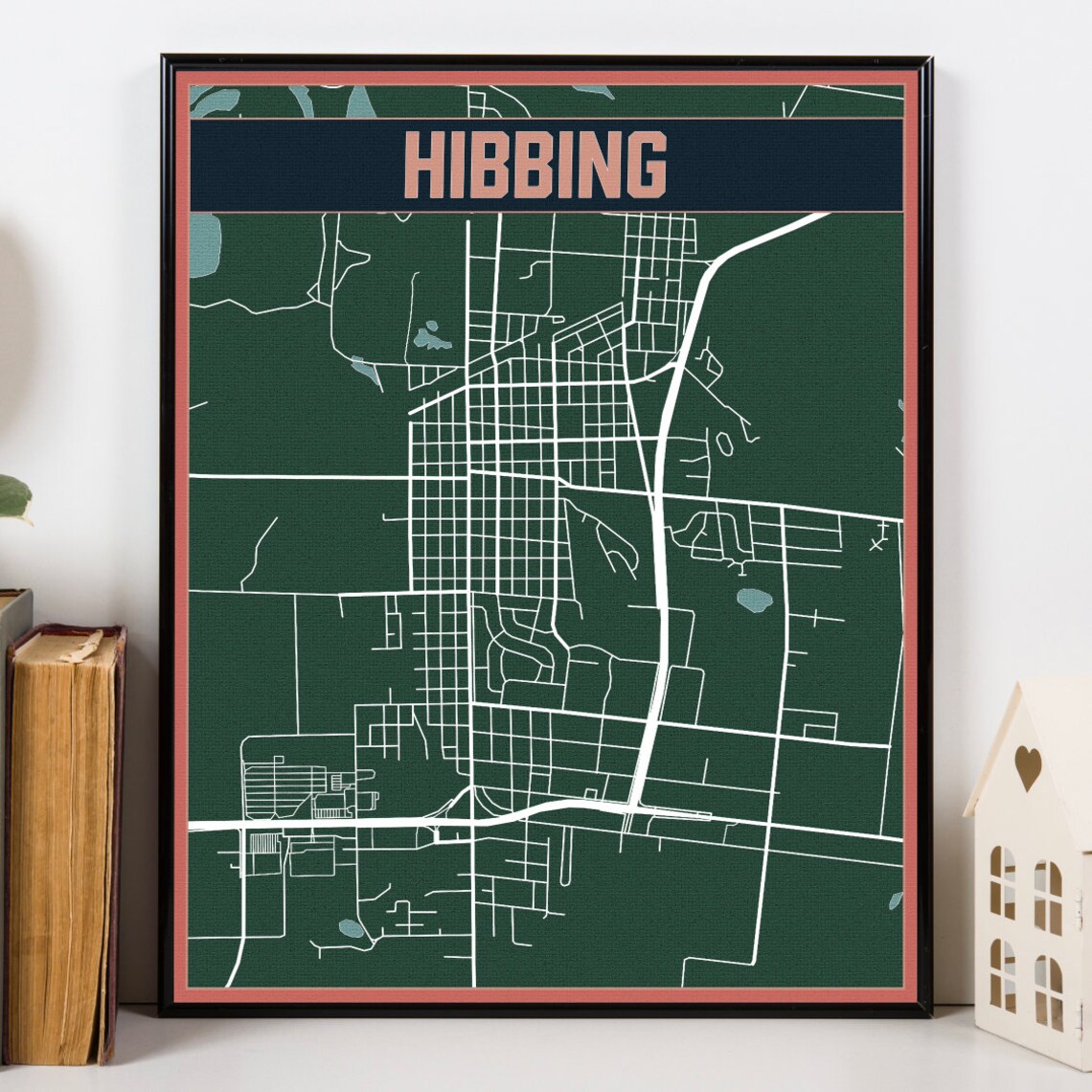 Hibbing Minnesota City Street Map Hanging Canvas Map of Etsy