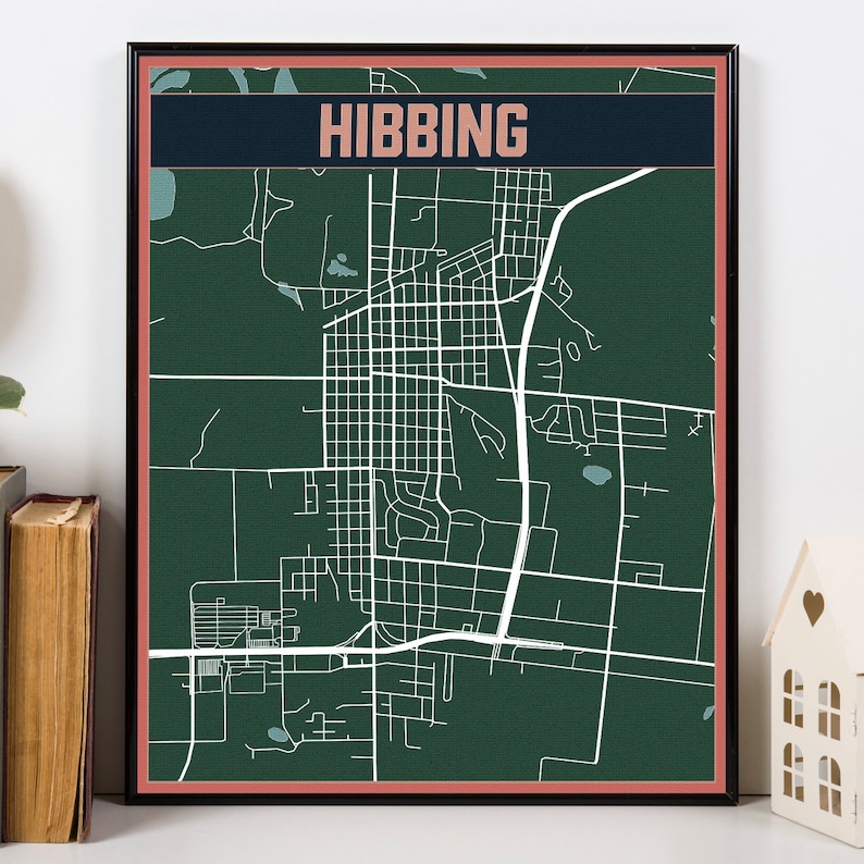 Hibbing Minnesota City Street Map Hanging Canvas Map of Etsy