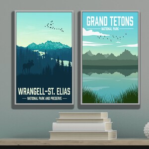 Grand Tetons Wyoming National Park Modern Illustration Print | Grand Tetons Magnetic Poster Frame | Printed Marketplace image 5