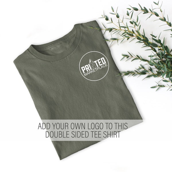 Anpassbares doppelseitiges Logo-Grafik-T-Shirt oder Hoodie von Printed Marktplatz | Bella und Canvas