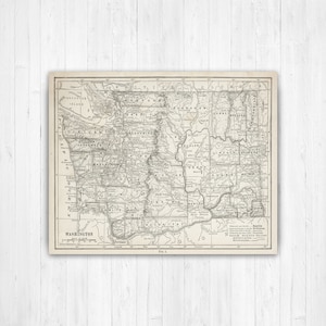 Washington State Karte Drucken | Kunst auf Leinwand von Washington Gedruckter Marktplatz