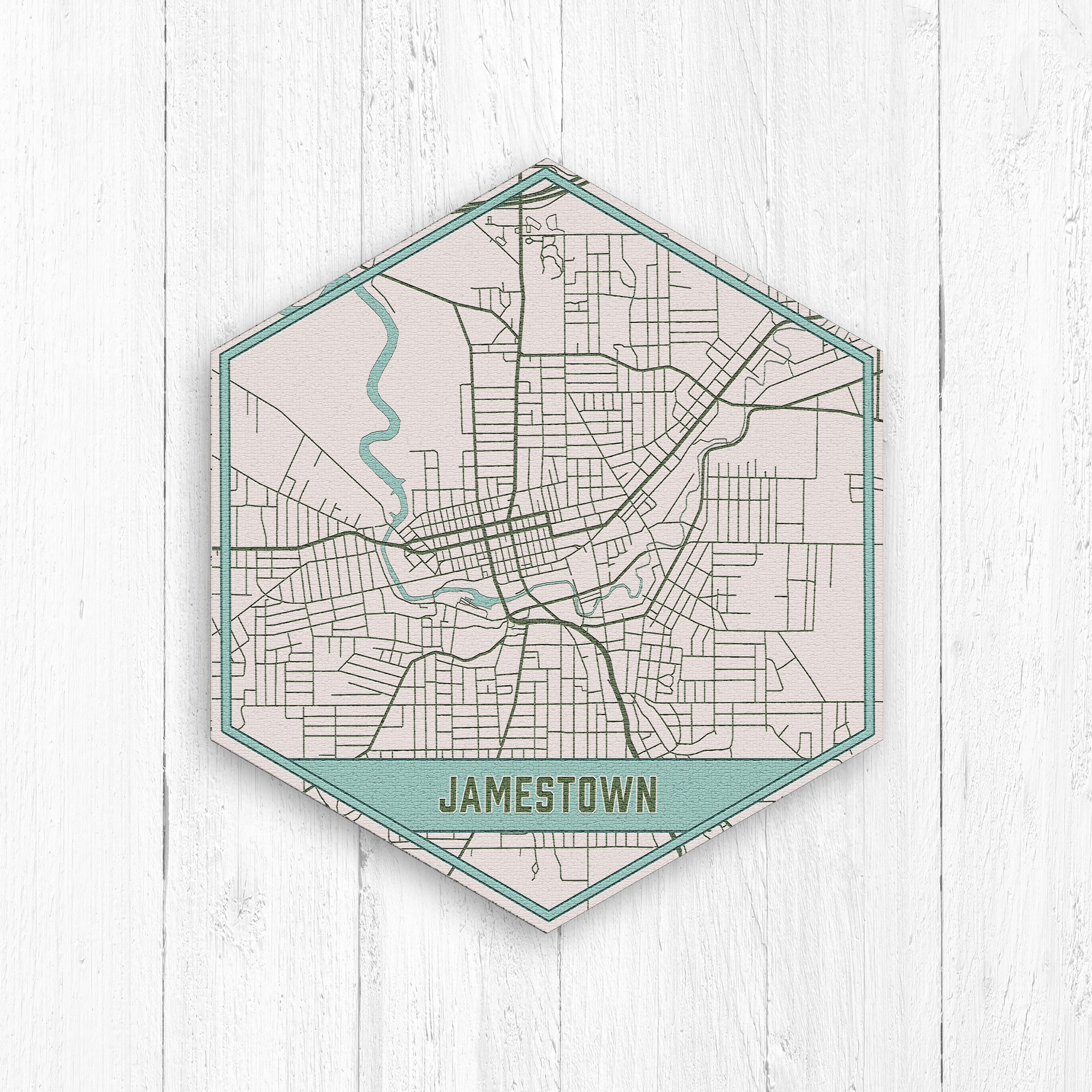 Jamestown New York Hexagon City Street Map Print Jamestown | Etsy