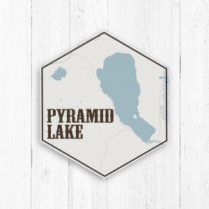 Pyramid Lake Nevada Hexagon Leinwand, Pyramid Lake Leinwand, Seen von Amerika, Nautische Karte, Reisesammlung, Besuchen Sie Pyramid Lake, Besuchen Sie Nevada