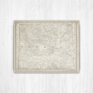 Wyoming Antique State Map Print | Wyoming Canvas Map Art | Printed Marketplace