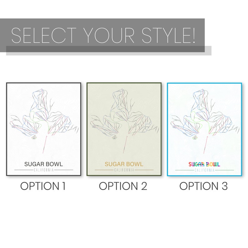 Sugar Bowl California Ski Trail Map Hanging Canvas of Sugar Etsy