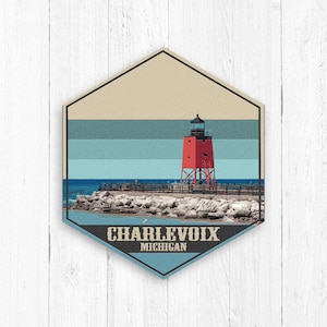 Charlevoix Print, Charlevoix Hexagon Canvas, Charlevoix Sign, Charlevoix Hexagon, Charlevoix Michigan, Michigan Print, Michigan Design Print