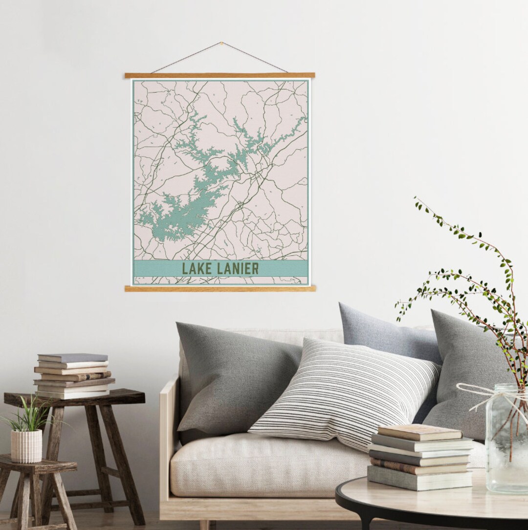 Lake Lanier Georgia Street Map Print | Lake Lanier Magnetic Poster ...