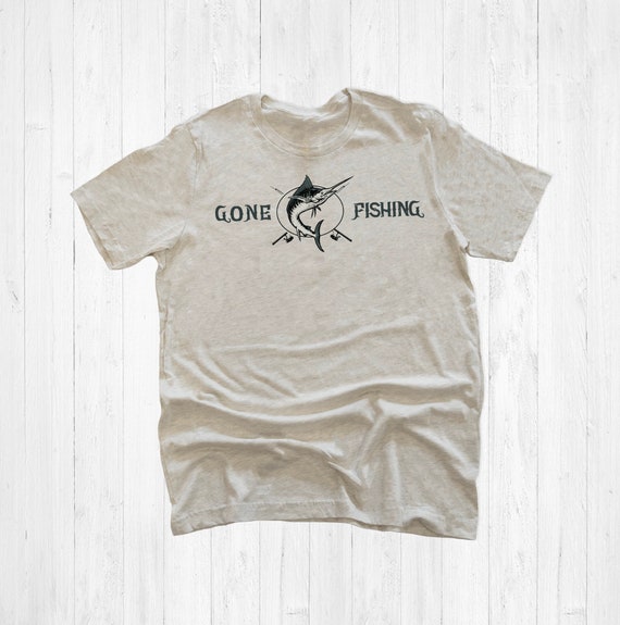 Gone Fishing Nautical Graphic Tee Shirt by Printed Marketplace