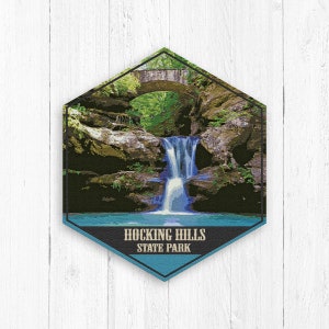 Hocking Hills State Park Hexagon Canvas, Hocking Hills State Park Print, Hocking Hills Ohio Illustration, Hocking Hills State Park Canvas