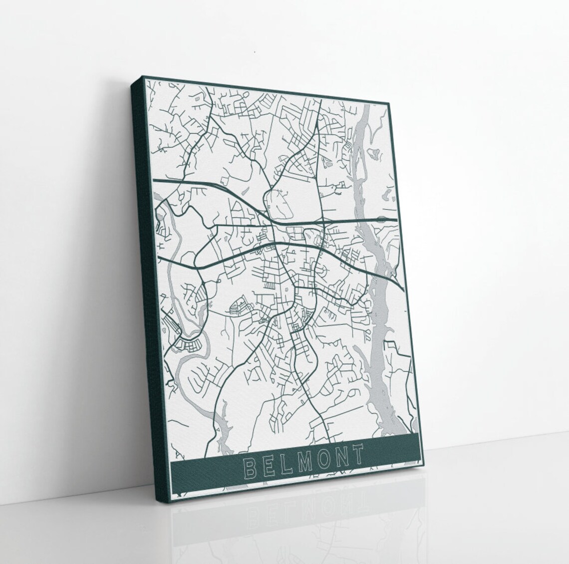 Belmont North Carolina Street Map Print Hanging Canvas Map Etsy