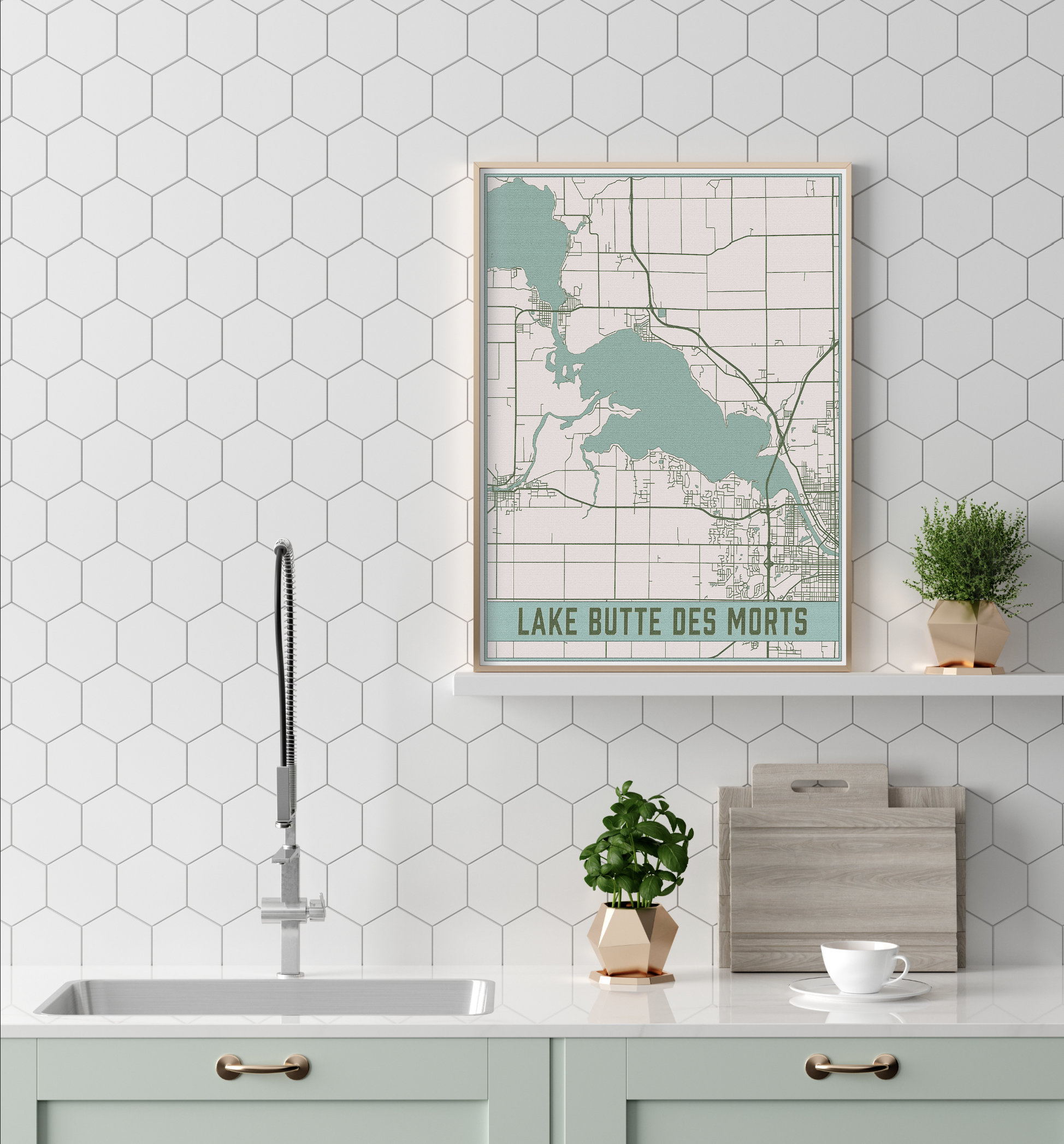 Lake Butte Des Morts Wisconsin Map Print Lake Butte Des Etsy