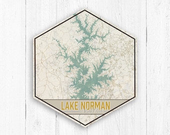 Lake Norman Hexagon Map, Lake Norman Map, Lake House Decor, Travel Collection, Wanderlust, Lake Map, Lake Norman Art, Nautical Map, Wall Art