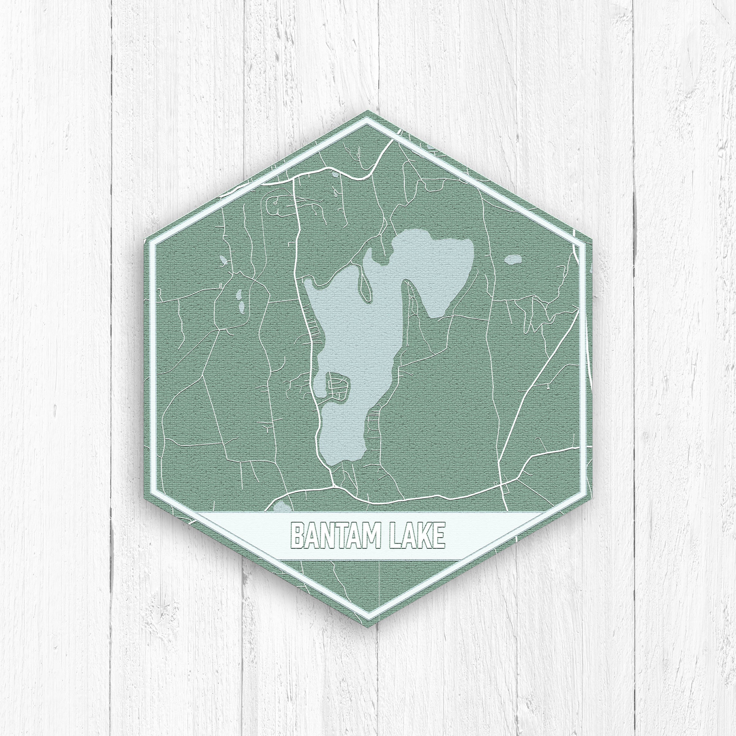 Bantam Lake Connecticut Hexagon Map Print by Printed Etsy