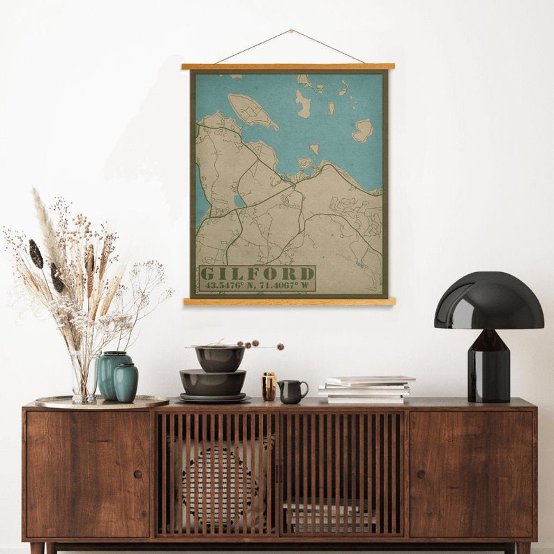 Gilford New Hampshire Street Map Hanging Canvas Map of Etsy