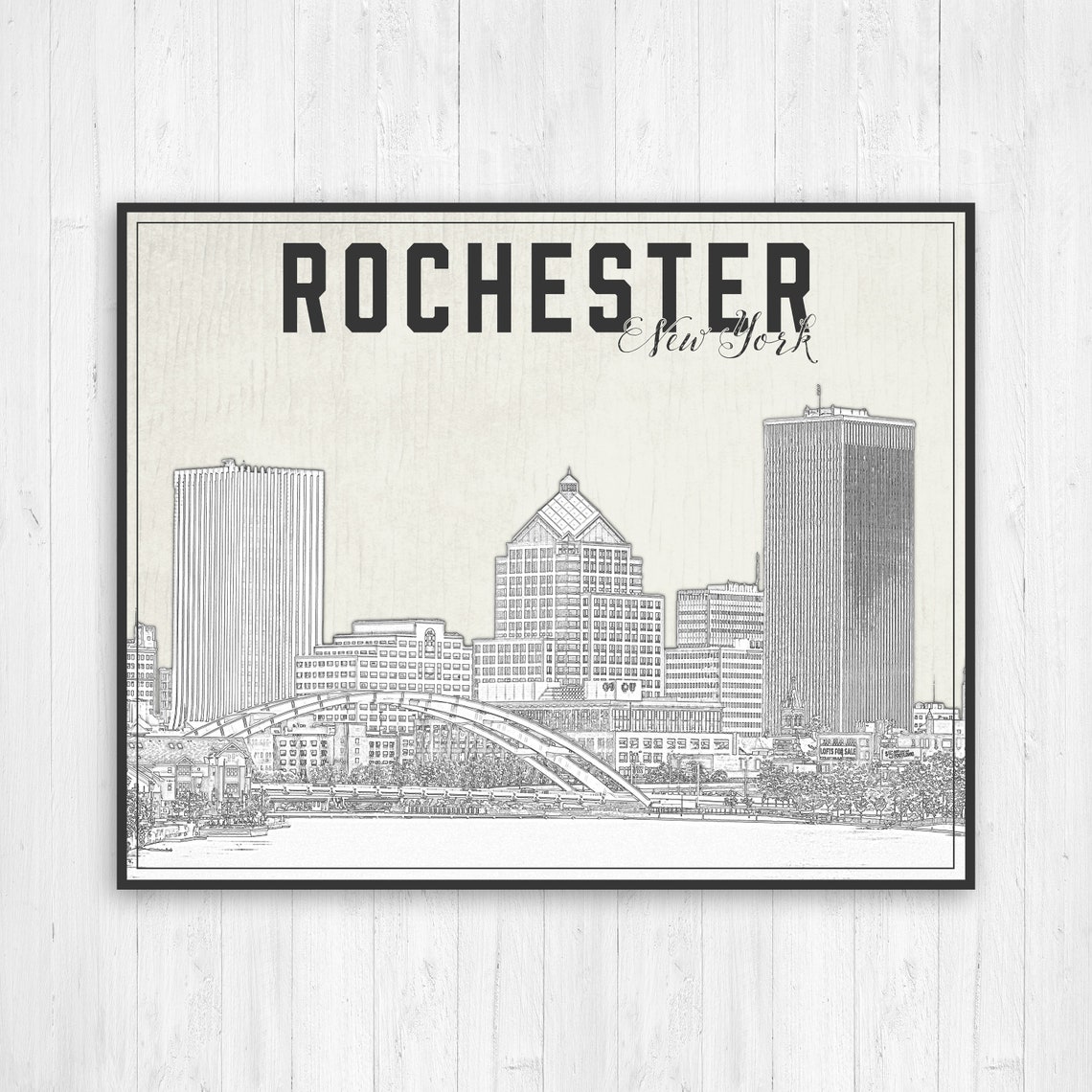 Rochester NY Illustration City Print Rochester NY Print Etsy