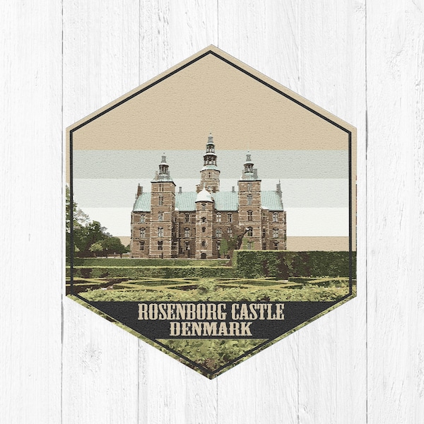 Rosenborg Schloss Denmark Hexagon Illustration by Printed Marktplatz