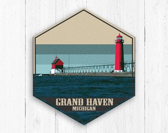 Grand Haven Michigan Skyline Print Lake Michigan Grand Haven Poster