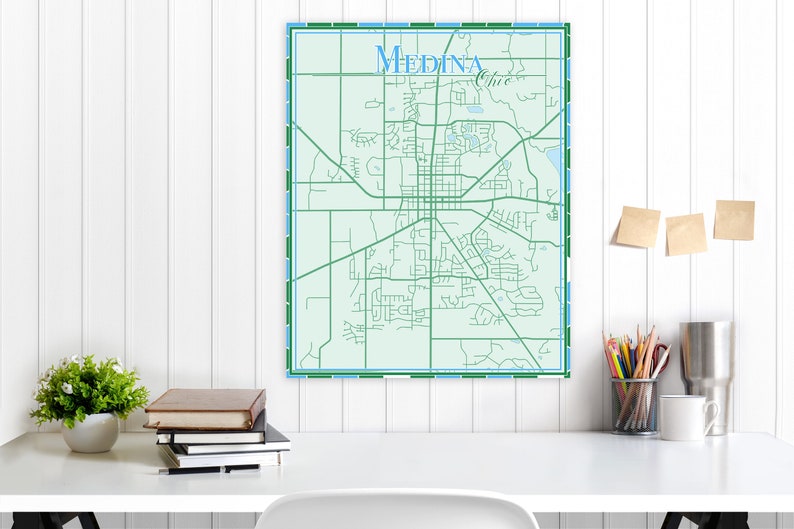 Medina Ohio Street Map Medina Ohio Map Map Print of Medina | Etsy