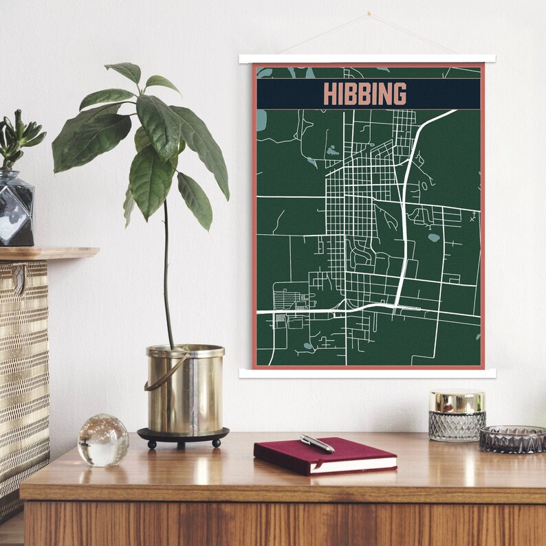Hibbing Minnesota City Street Map Hanging Canvas Map of Etsy
