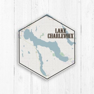 Lake Charlevoix Michigan Hexagon Canvas, Lake Charlevoix Art, Lakes of America, Nautical Map, Travel Collection,See Lake Charlevoix Michigan