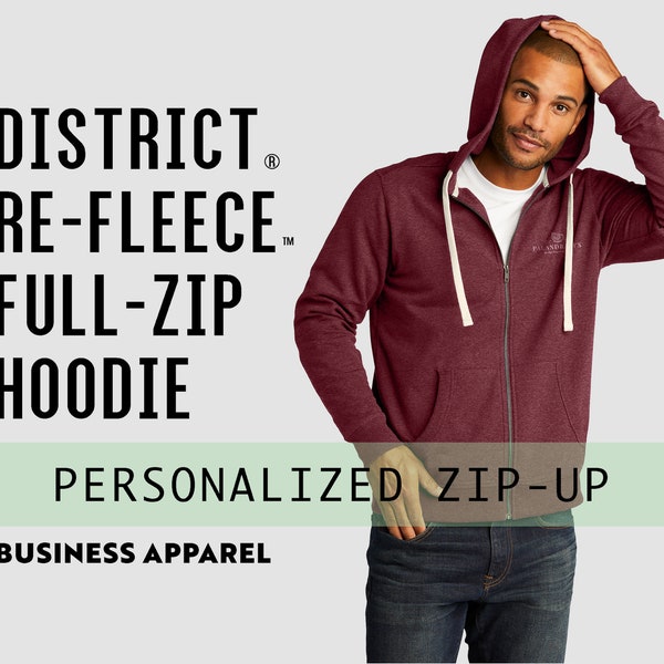 Distrikt® Re-Fleece Full-Zip Hoodie | Benutzerdefinierter Reißverschluss | Kapuzenpullover