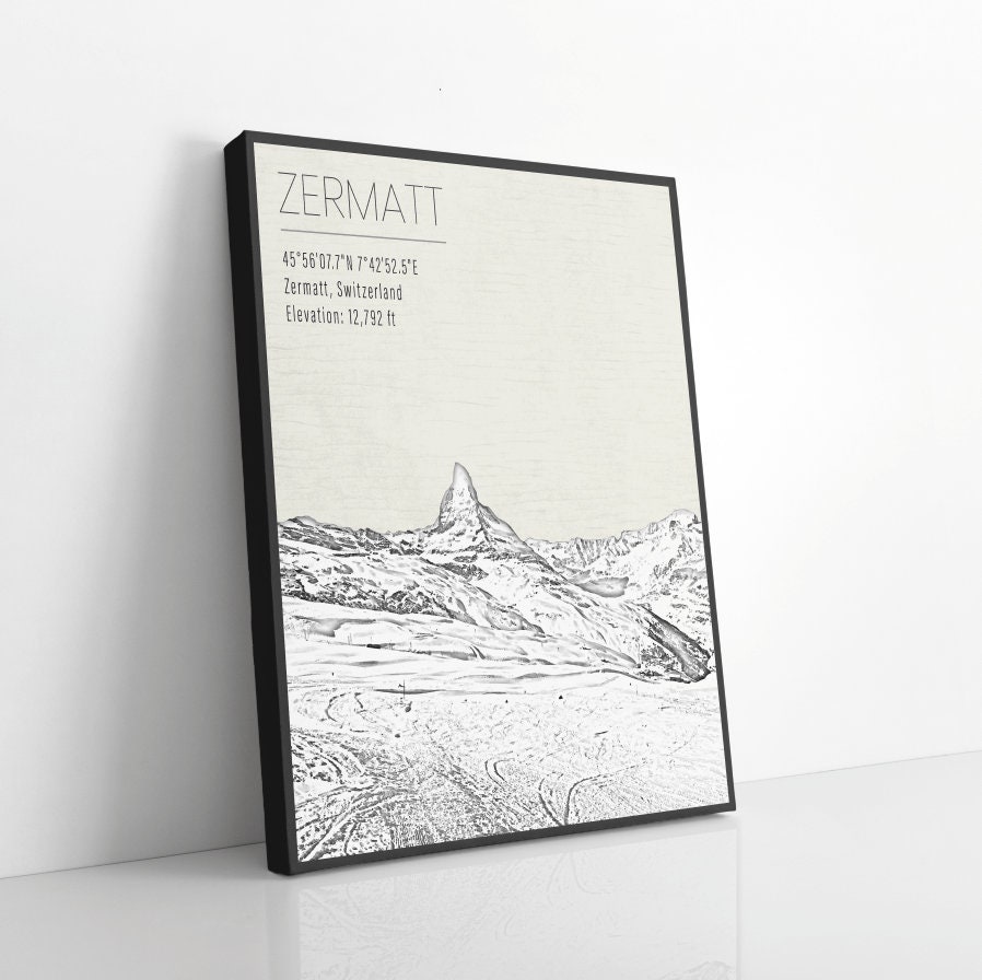 Zermatt Switzerland Ski Resort Print | Hanging Canvas of Zermatt Ski ...