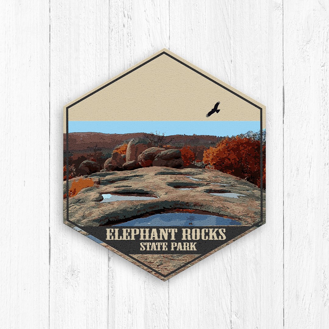 Elephant Rocks Posters Elephant Rocks State Park Hexagon Canvas, Elephant Rocks Missouri Print ...
