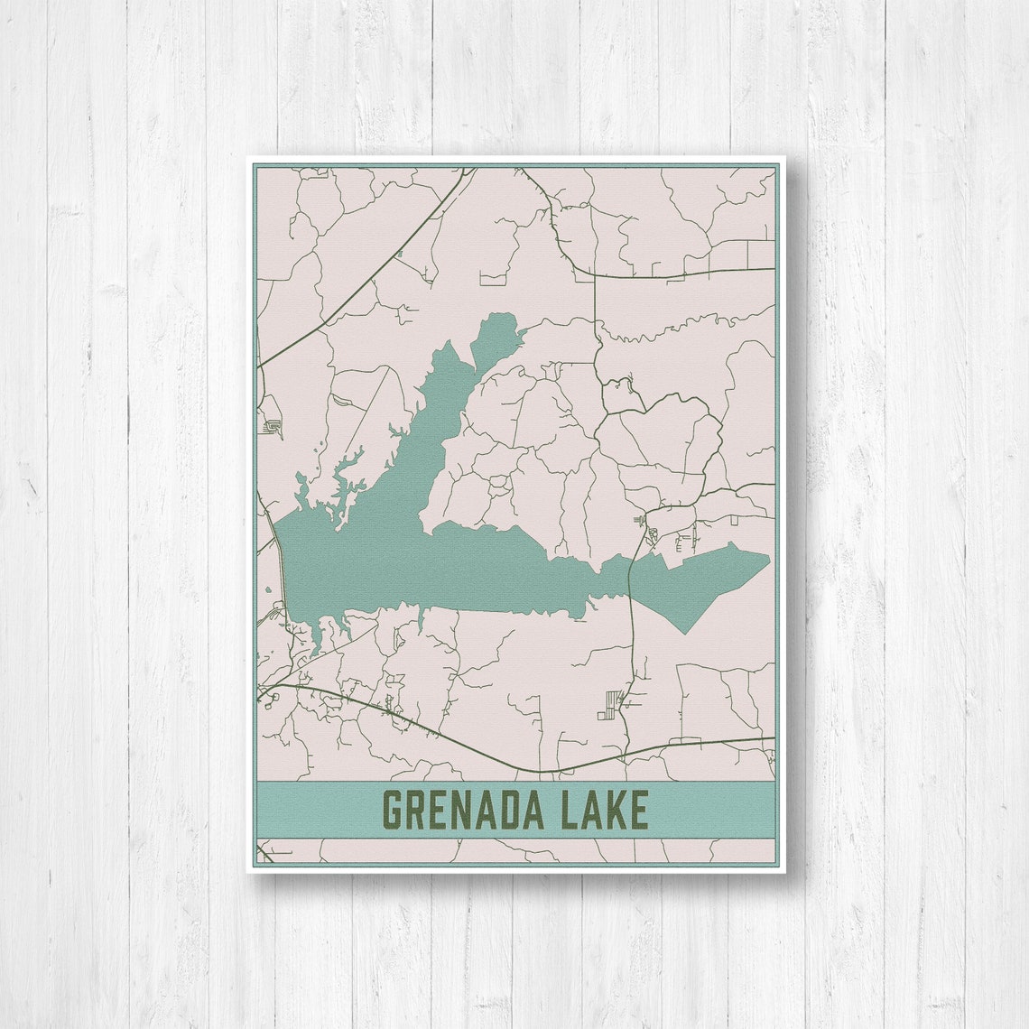 Grenada Lake Mississippi Map Print Grenada Lake Etsy