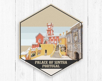Palace of Sintra Portugal Hexagon Illustration by Printed Marketplace
