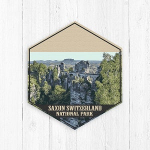 Saxon Switzerland Czech Republic National Park Hexagon Illustration Print by Printed Marketplace