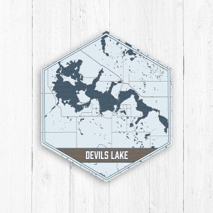 Devils Lake North Dakota Hexagon Karte Print von Printed Marktplatz
