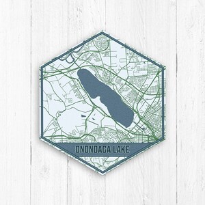 Onondaga Lake New York Print, Onondaga Lake Canvas, Blue Lake Map, Onondaga Lake Hexagon Canvas, Onondaga Lake New York Canvas Print