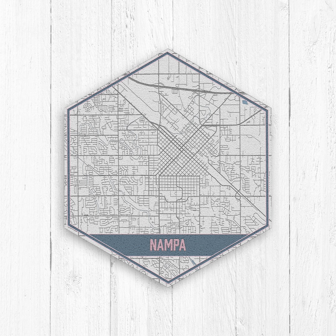 Nampa Idaho Street Map, Nampa Idaho Hexagon, Gray and Blue Street Map ...