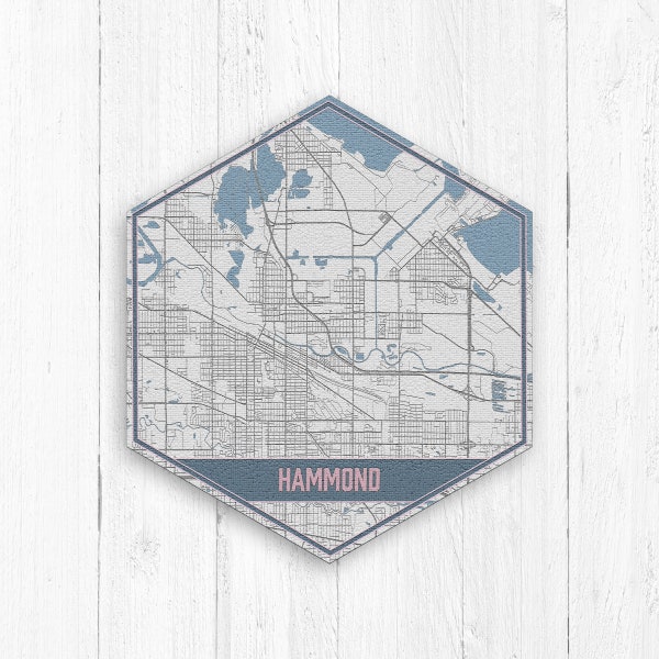 Hammond Indiana Street Map, Hammond Indiana Hexagon, Hammond and Blue Street Map, Hammond Map Print, Hammond Map, Hammond Hexagon Canvas