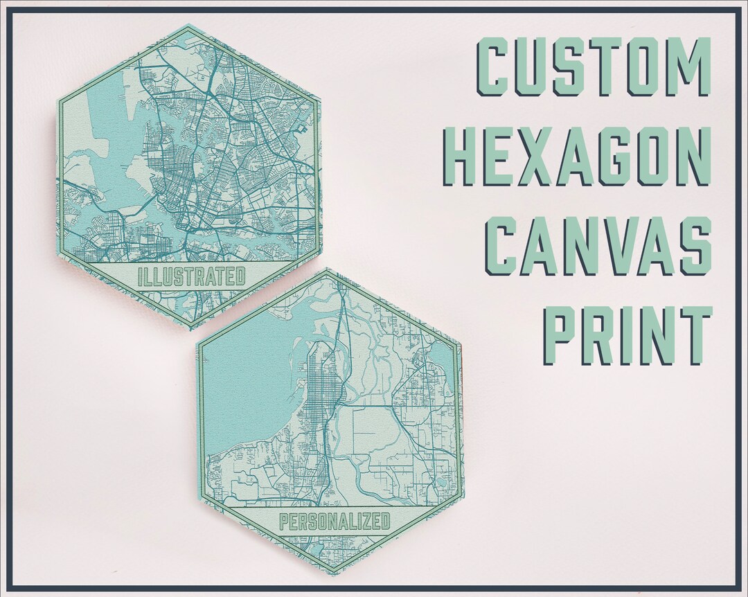 Custom City Map Hexagon Canvas by Printed Marketplace - Etsy