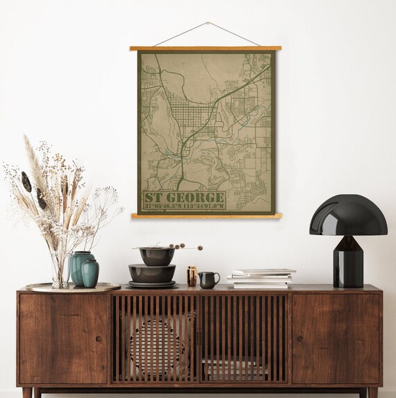 St George Utah Street Map Hanging Canvas Map of St George - Etsy