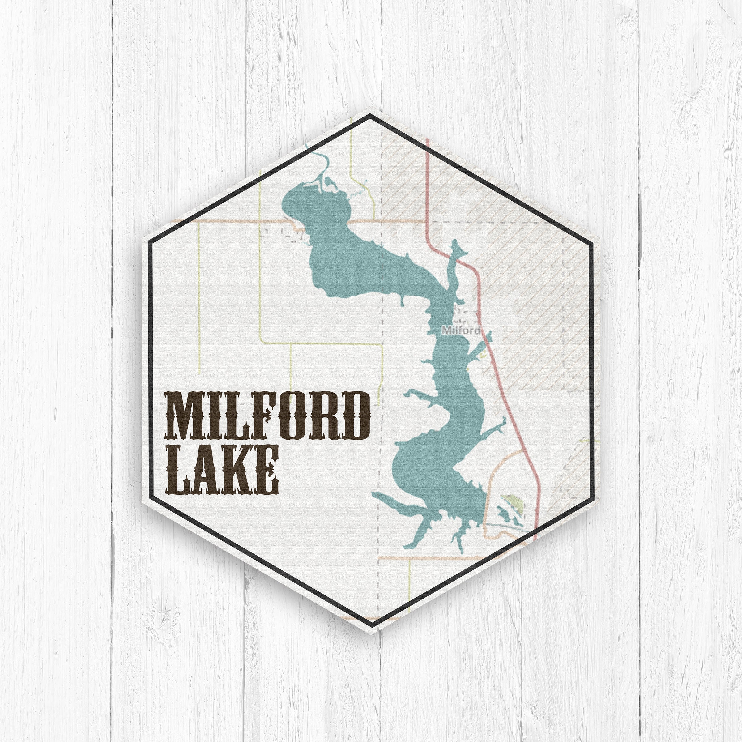 Milford Lake Kansas Hexagon Street Map by Printed Marketplace Etsy