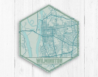 Wilmington North Carolina Hexagon Canvas by Printed Marketplace