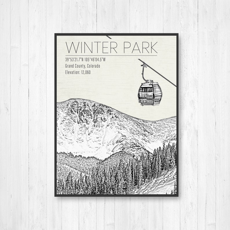 Winter park colorado ski resort print hanging canvas of etsy